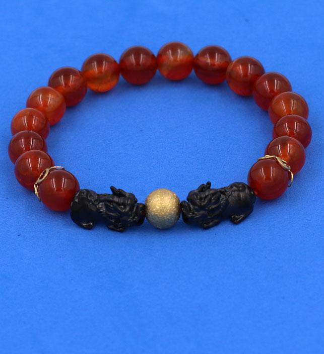 Chuỗi hạt đeo tay Đá Vân Rồng Đỏ size 8 ly, 10 ly, 12 ly - Vòng tay Tỳ Hưu Đôi inox đen VVROTHHEV8 - hợp mệnh Hỏa, mệnh Thổ