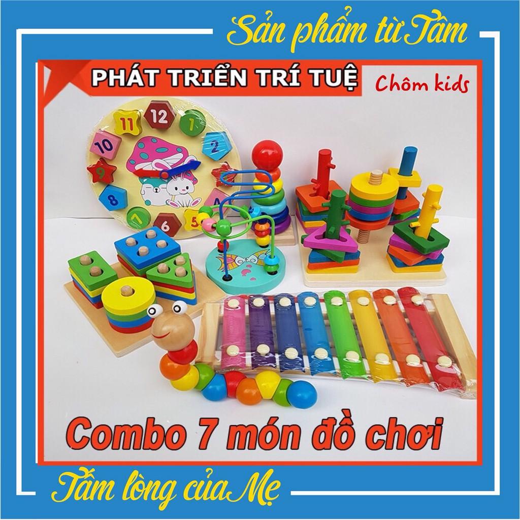 Combo 7 Món Đồ Chơi Gỗ Phát Triển Trí Tuệ Cho Bé - Đồ Chơi Gỗ