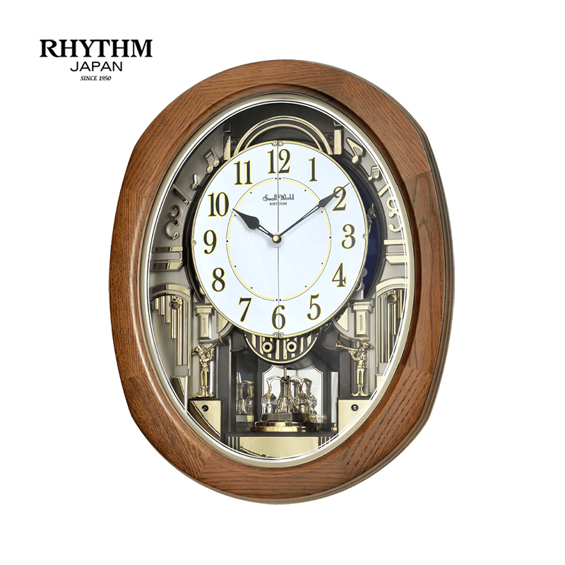Đồng hồ Nhật Bản Rhythm Magic Motion 4MH414WU06 - Kt 42.2 x 53.8 x 11.6cm, Vỏ gỗ, Dùng PIN
