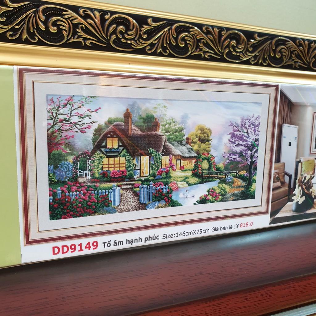 Tranh Đính Đá PHONG CẢNH TỔ ẤM HẠNH PHÚC (ĐÁ ABC CAO CẤP). Kích Thước: 1m46 x 75cm