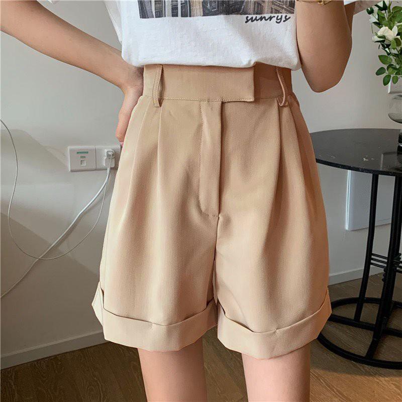 Quần Shorts Cạp Siêu Cao Ông Rộng Chất UMi Phong Cách Hàn Quốc