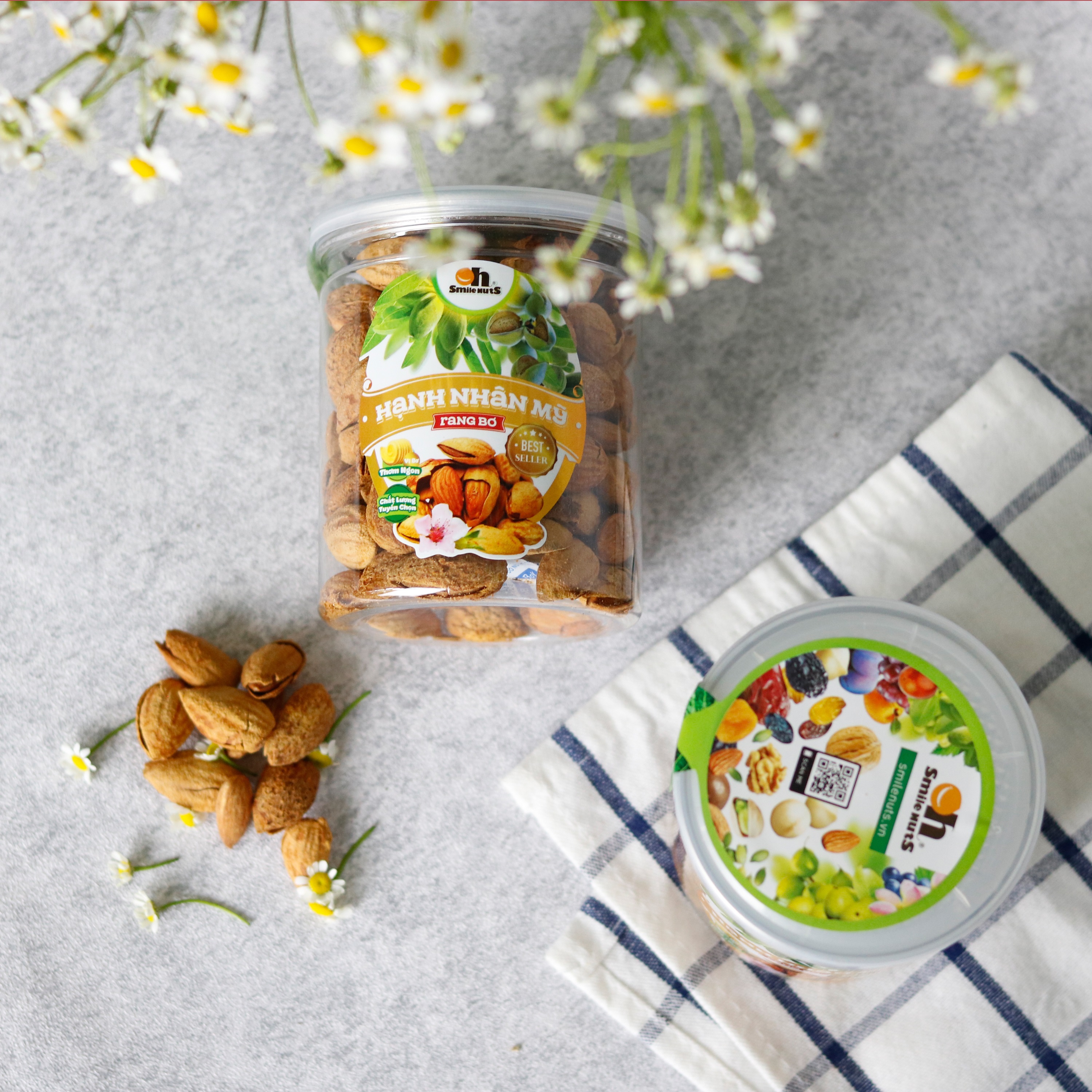 Hạt Hạnh Nhân Mỹ Rang Bơ Smile Nuts | 100% nhập khẩu từ Mỹ, thơm ngon, giòn béo