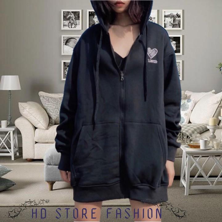 Áo khoác nỉ nữ. áo hoodie nữ form rộng HEART 0100