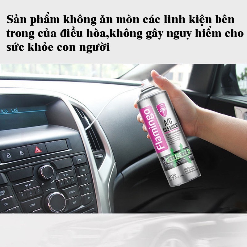 Xịt khử mùi hôi vệ sinh điều hòa máy lạnh ô tô xe hơi Flamingo A/C PRO F020 500ml