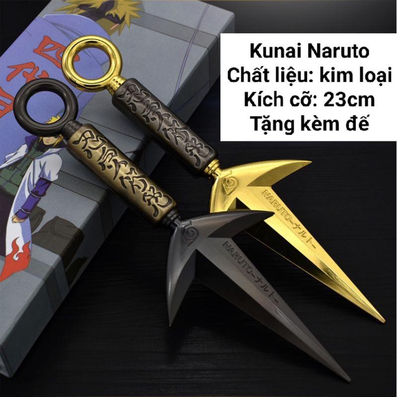 (Kim loại dài 23cm) Mô hình Kunai Naruto Bằng Thép Không Gỉ Cực Kỳ Đẹp Mắt - Tặng kèm giá đỡ