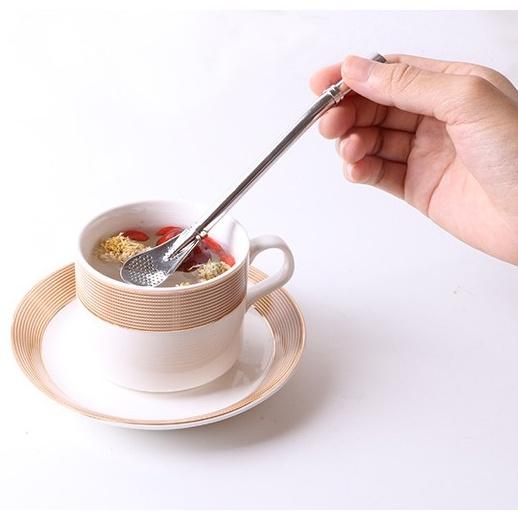 THÌA CAFEMUỖNG CAFE KIÊM ỐNG HÚT BẰNG INOX UỐNG CAFE CAO CẤP TIỆN LỢI