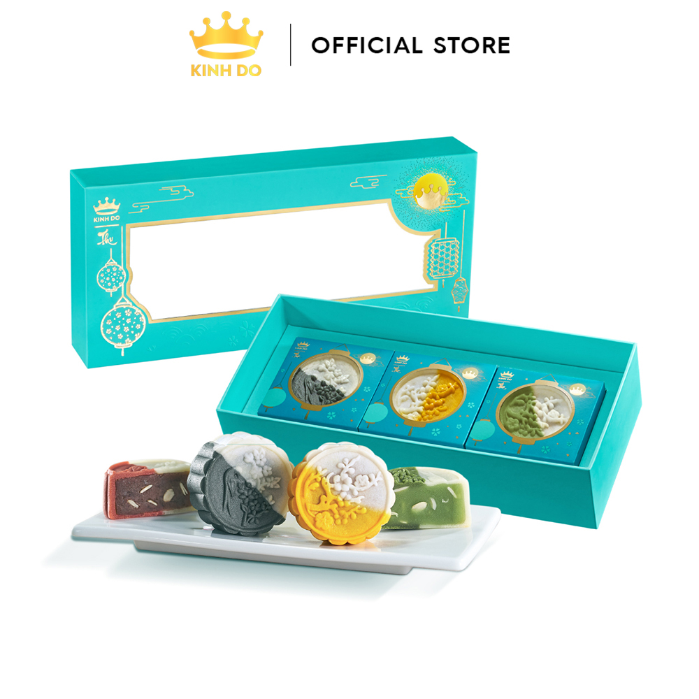 Hộp bánh trung thu Kinh Đô cao cấp - Bánh Thu tuyết: Hộp 3 bánh x 80g