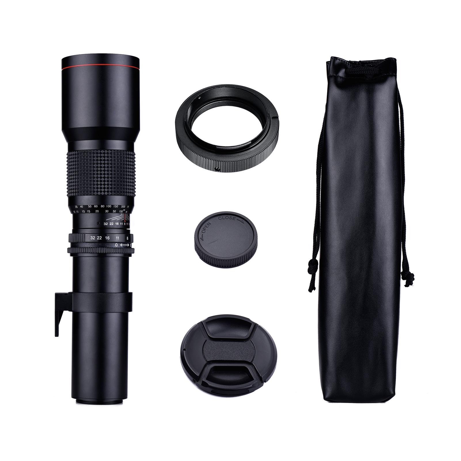 500mm F/8.0-32 Multi Coated Super Telephoto Lens Manual Zoom + T-Mount to A-Mount Adapter Ring Kit Replacement for Sony