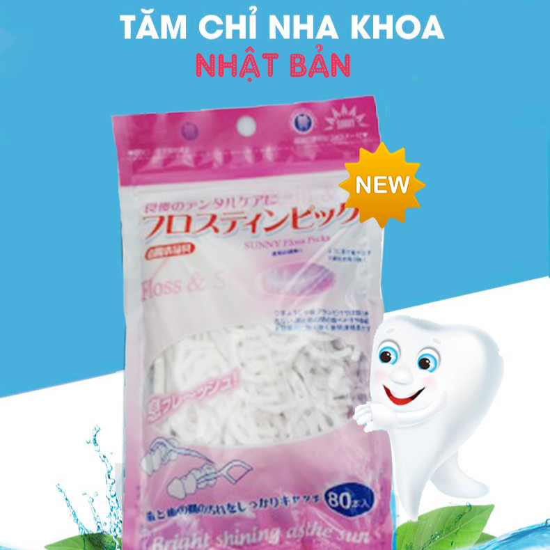 Tăm chỉ nha khoa Nhật Bản Sunny Gói 80 que , an toàn cho người sử dụng, tăm kẽ răng, tăm chỉ xỉa răng nha khoa, chỉ tăm nha khoa xuất Nhật, tăm nhựa nha khoa, tăm chỉ tơ nha khoa, tăm xỉa răng chỉ nha khoa chống sâu răng