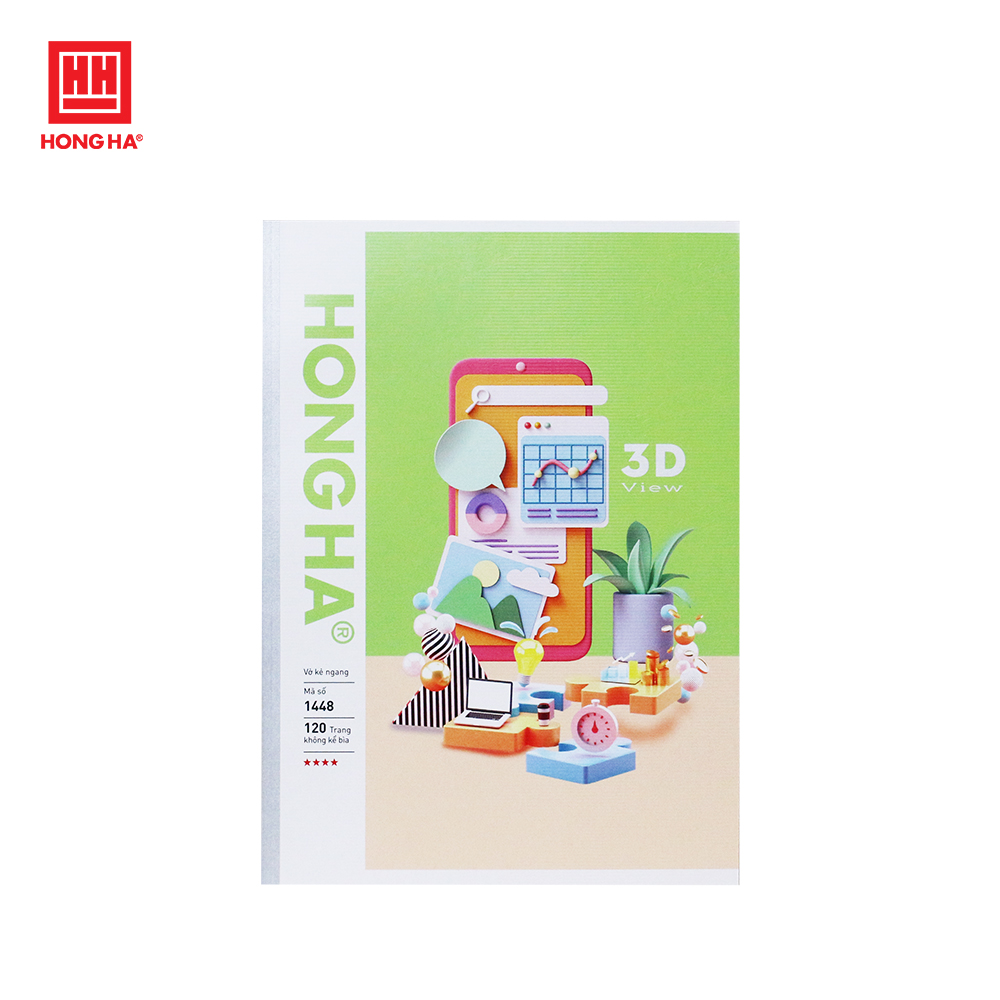 Vở kẻ ngang 120 trang Hồng Hà Study 3D view - 1448