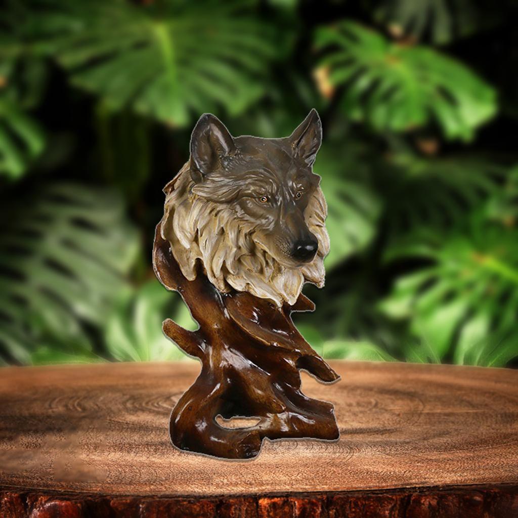 2x Animal Head Statue Decoration Desktop Figurine Retro Sculpture Gift
