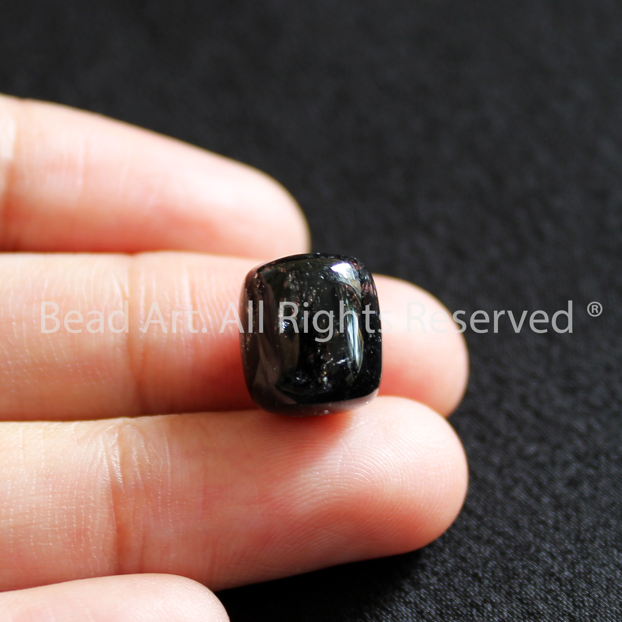 Dây Chuyền 10x8MM Đá Thạch Anh Tóc Đen, Black Rutilated Quartz Tự Nhiên Loại AAA Và Bạc 925, Thuỷ, Mộc, Vòng Cổ, Trang Sức Phong Thuỷ - Bead Art