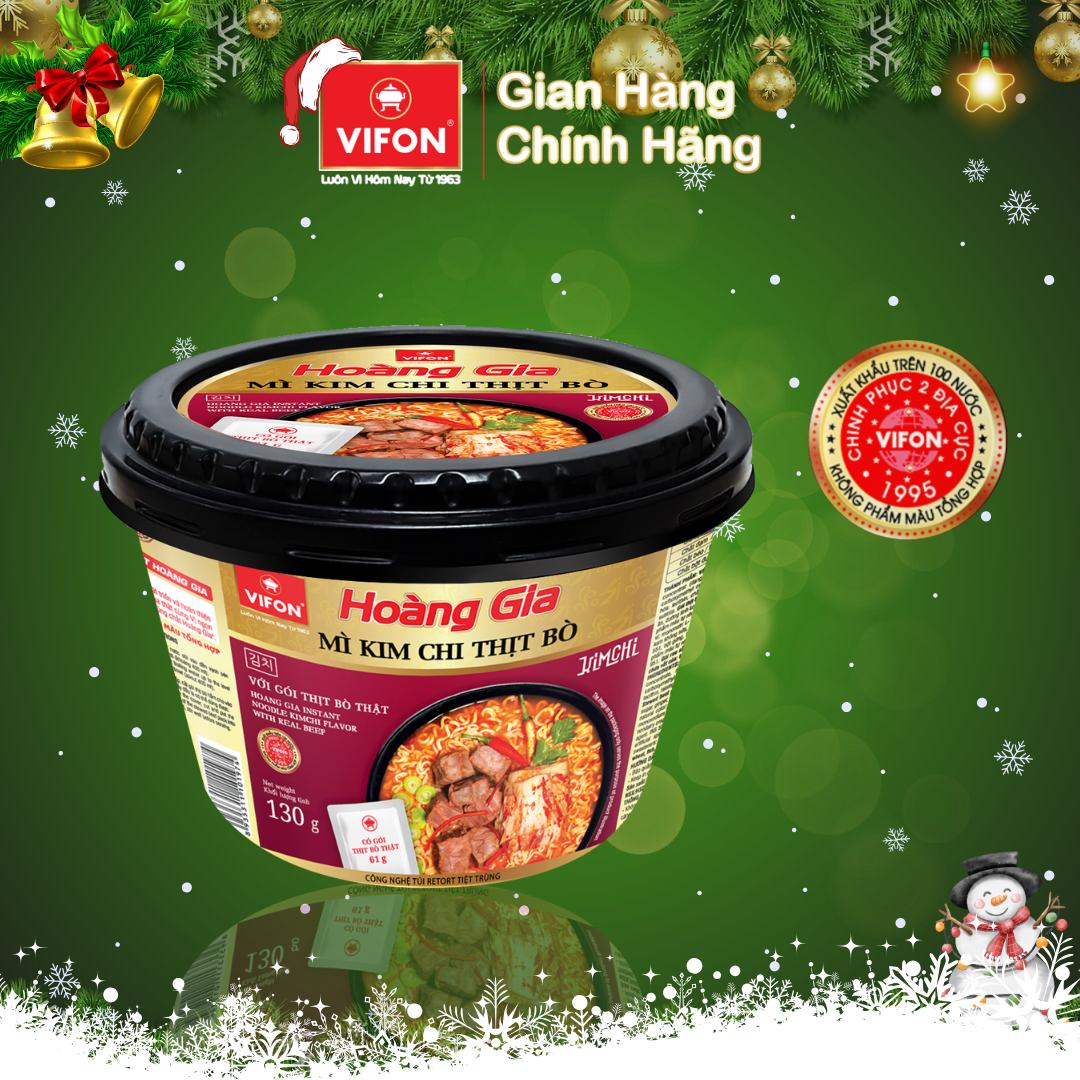 Thùng 12 Tô Kim Chi Thịt Bò HOÀNG GIA VIFON (130gr / Tô)