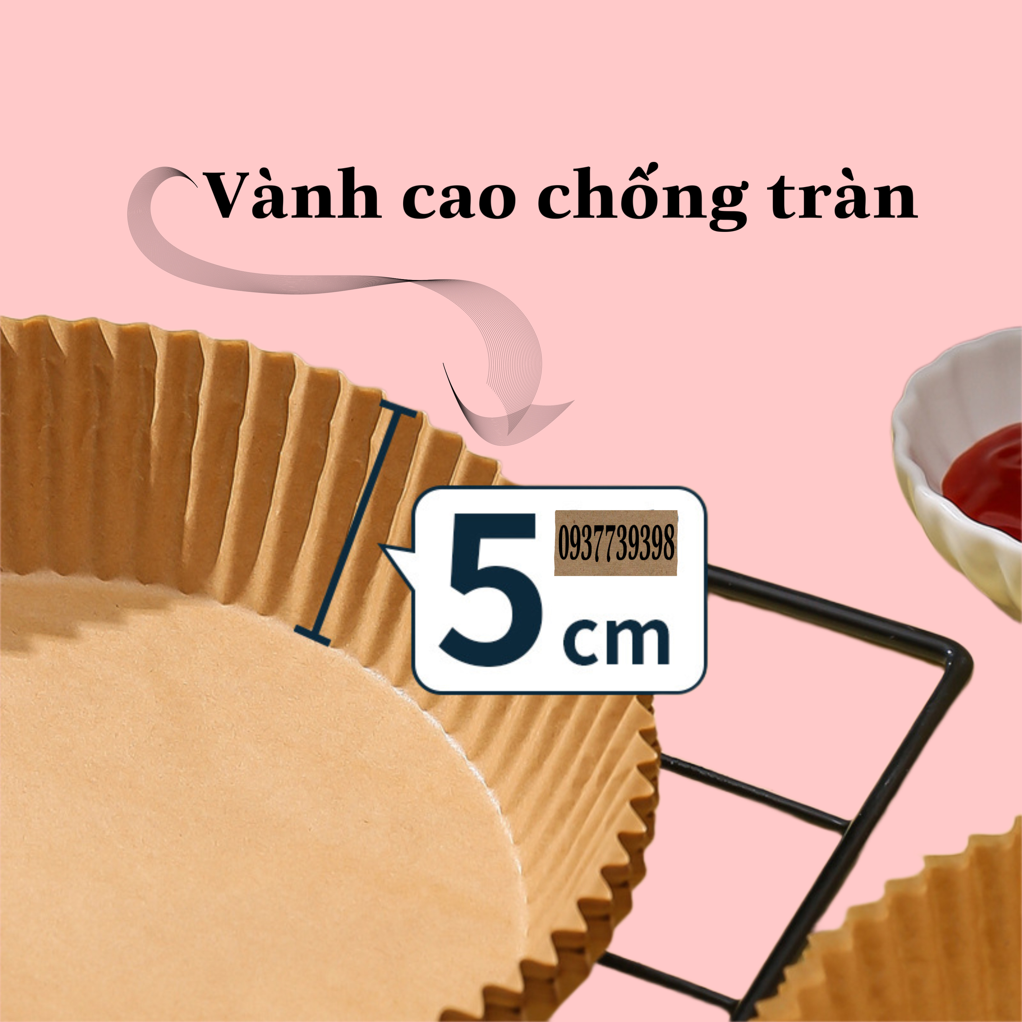 Sét 50 Miếng Giấy Nến Lót Nồi Chiên Không Dầu Hình Tròn Size 20cm