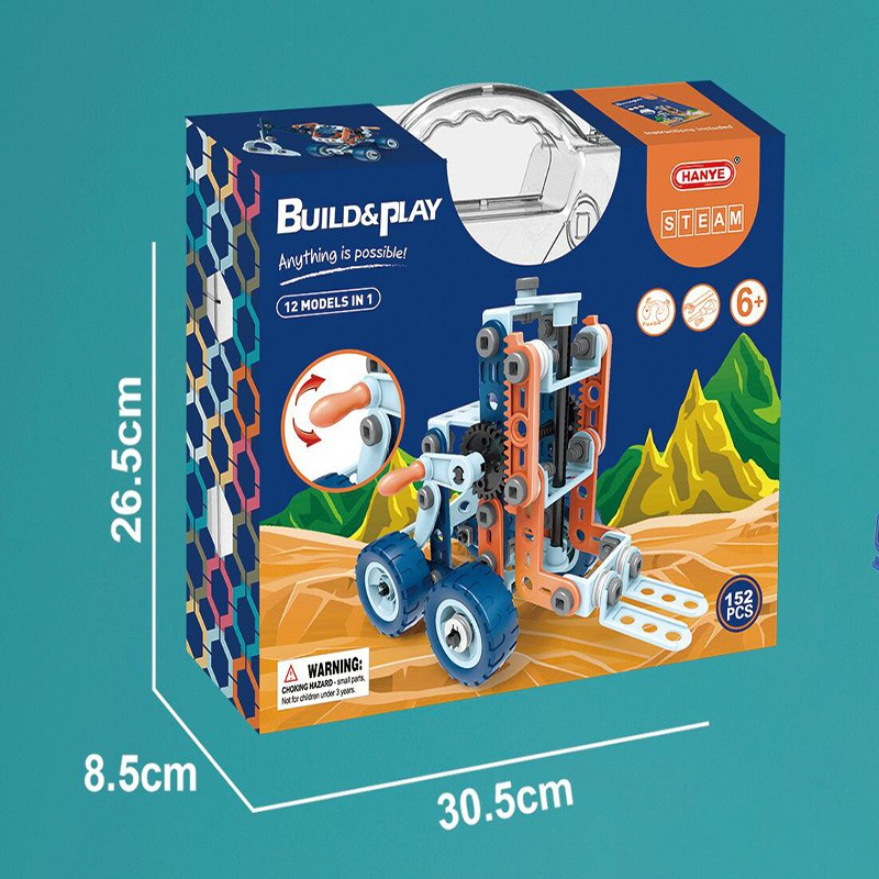 Đồ chơi khoa học Stem Toys - Hộp lắp ráp STEM 12 phương tiện giao thông