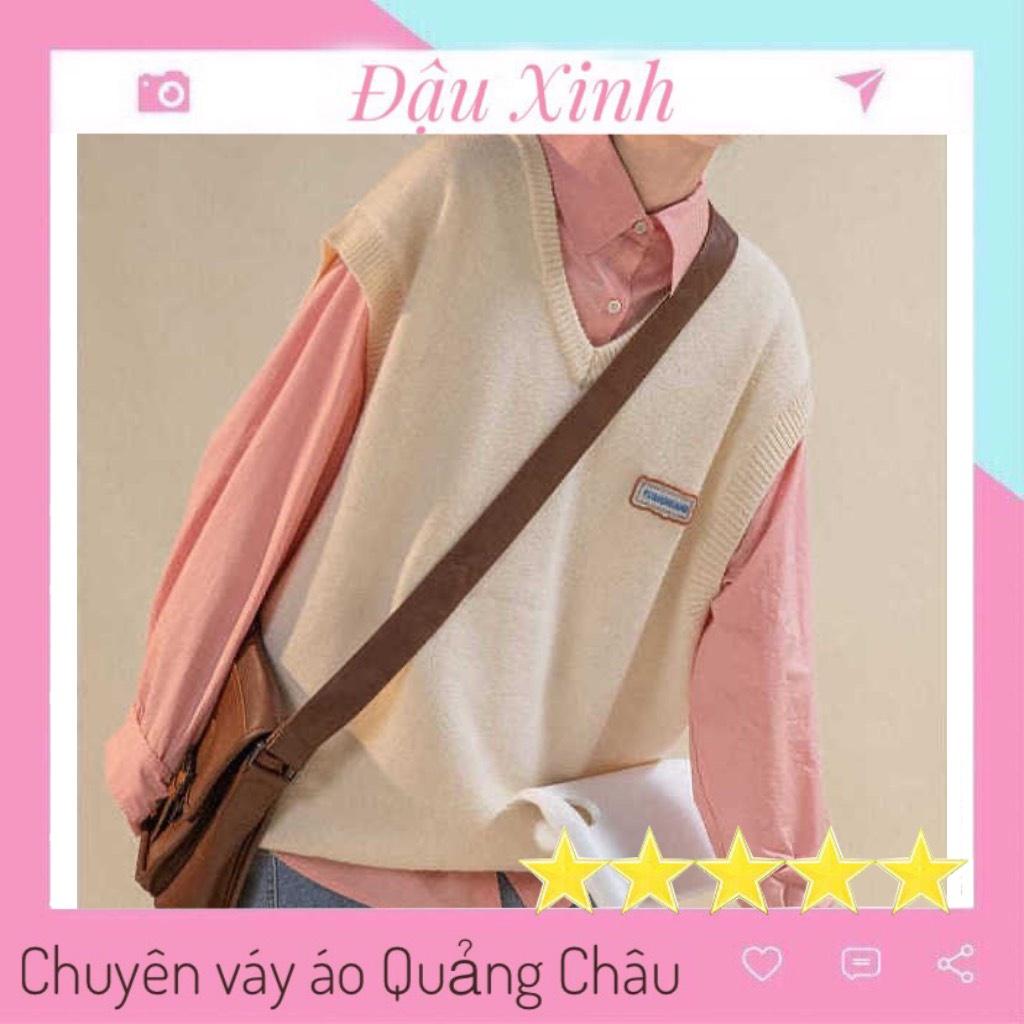 Áo gile len nữ hàn quốc áo len ulzzang cổ v dáng rộng dài - 201