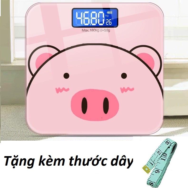 Cân điện tử hình heo ngộ nghĩnh 180kg+ tặng kèm thước dây