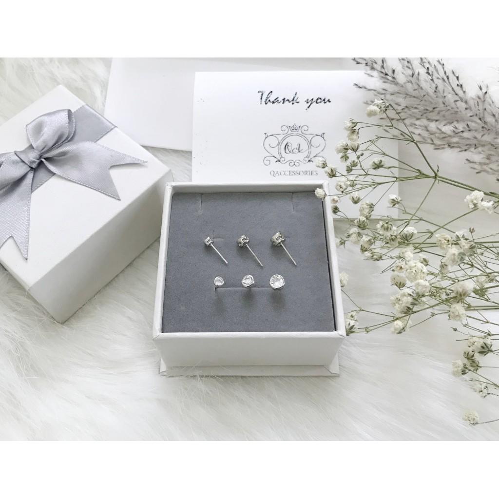 Bông tai bạc 925 nụ đá bản dày khuyên nam nữ tối giản S925 STUD Silver Earrings QA SILVER EA190807