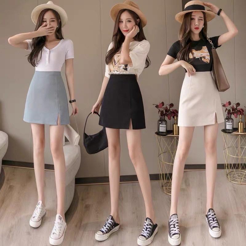 CV001_Chân váy chữ A xẻ tà có lớp lót