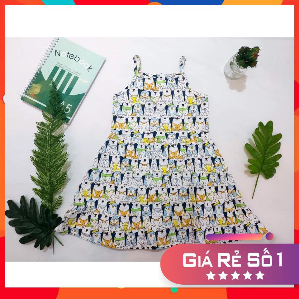 Váy thô hai dây cúc giữa bé gái size 3 - 8T