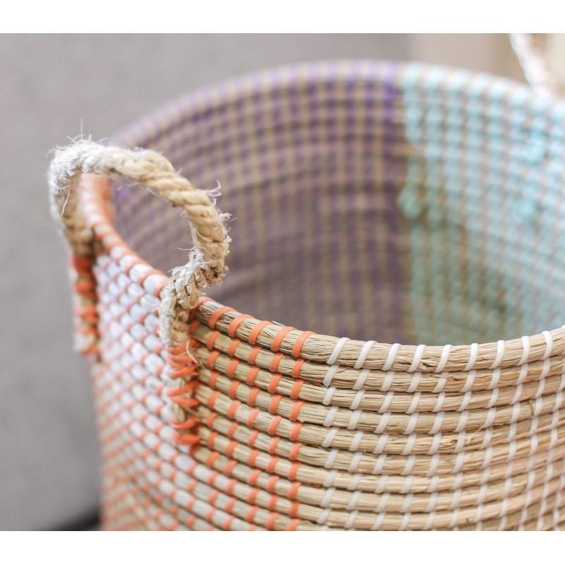 Giỏ cói lục bình tay cầm bốn màu . Giỏ tay cầm Handmade đựng đồ