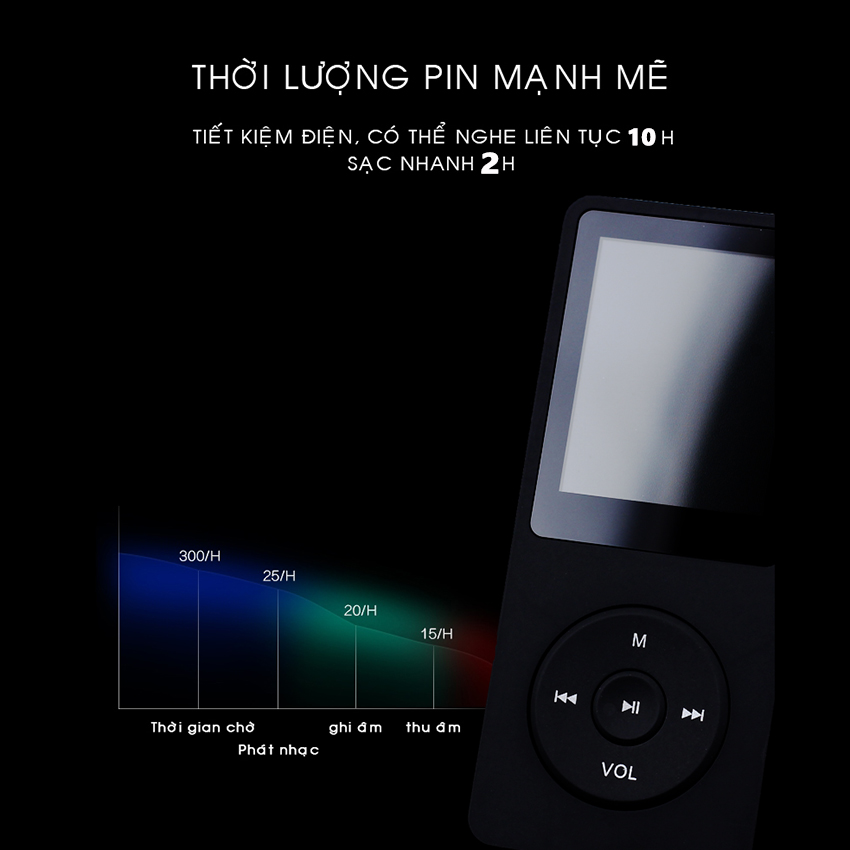 Máy nghe nhạc mp3 JS-01 siêu mỏng đa chức năng tặng tai nghe và dây sạc