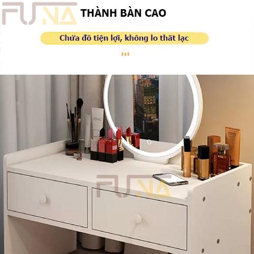 Bàn trang điểm HOLI đèn LED Cảm Ứng- AK12 mặt bàn bo góc an toàn, thiết kế hiện đại