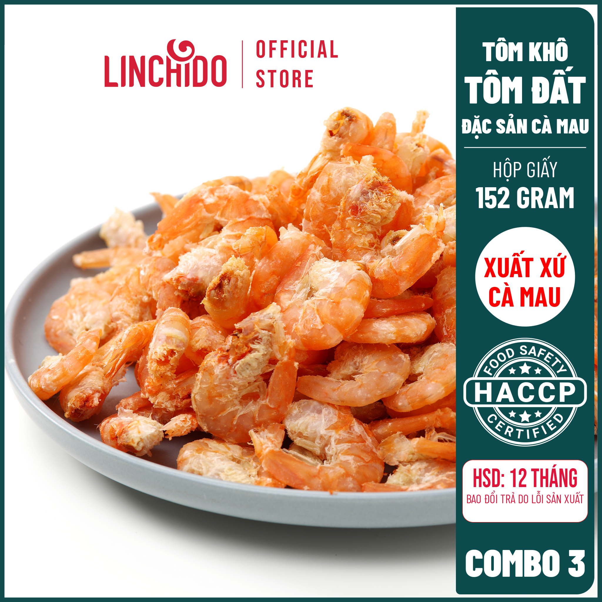 [ COMBO 3 HỘP ] Tôm Khô Tôm Đất Đặc Sản Cà Mau - Hộp 152 GRAM