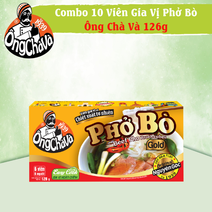 Combo 10 Hộp Viên Gia Vị Phở Bò Gold Ông Chà Và 126g