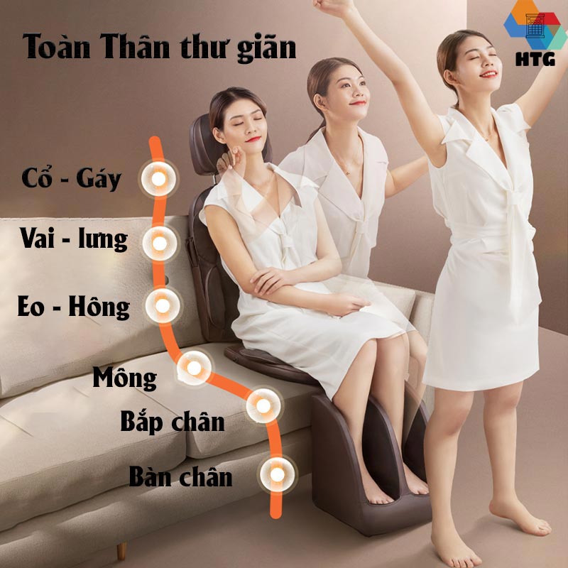 Ghế Đệm Massage Leerkang mẫu full LEK918L, xoa bóp cùng hồng ngoại toàn thân, có massage bàn chân và bắp chân, hàng chính hãng