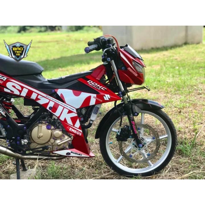 Tem rời dán xe satria fi movistar dán xe đỏ