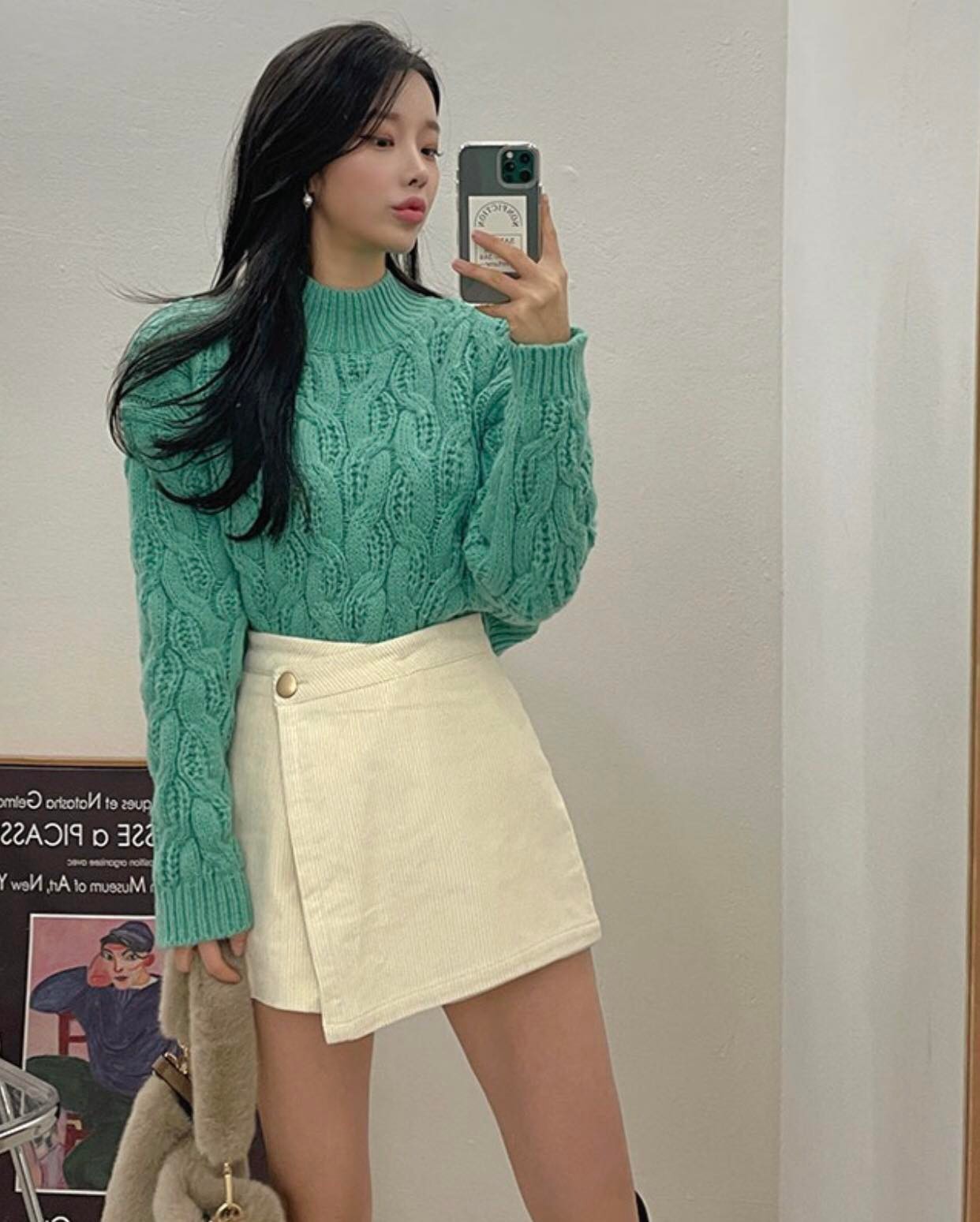 Áo sweater dệt kim len vặn thừng cao cấp cho nữ