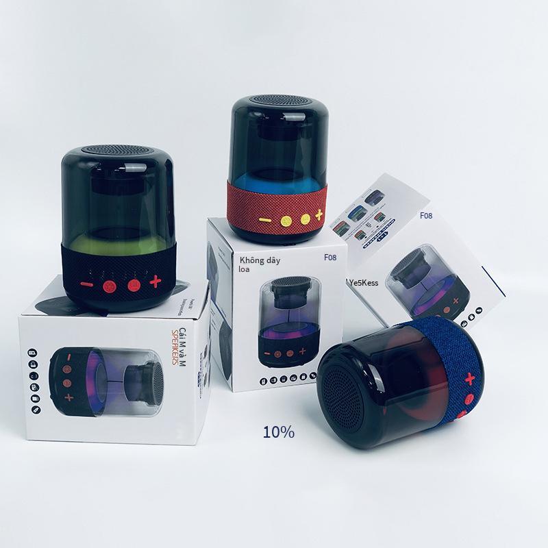 Thuận lợi nhất loa bluetooth F08 mới tại nhà 3d bao quanh đèn lồng trong suốt âm thanh loa siêu trầm mini bầu không khí ánh sáng loa