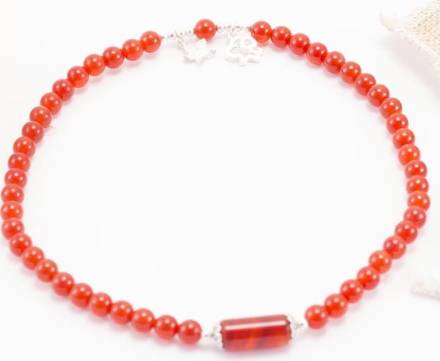 Vòng 2 Line Đá Mã Não Đỏ Phối Charm Bạc Ngọc Quý Gemstones