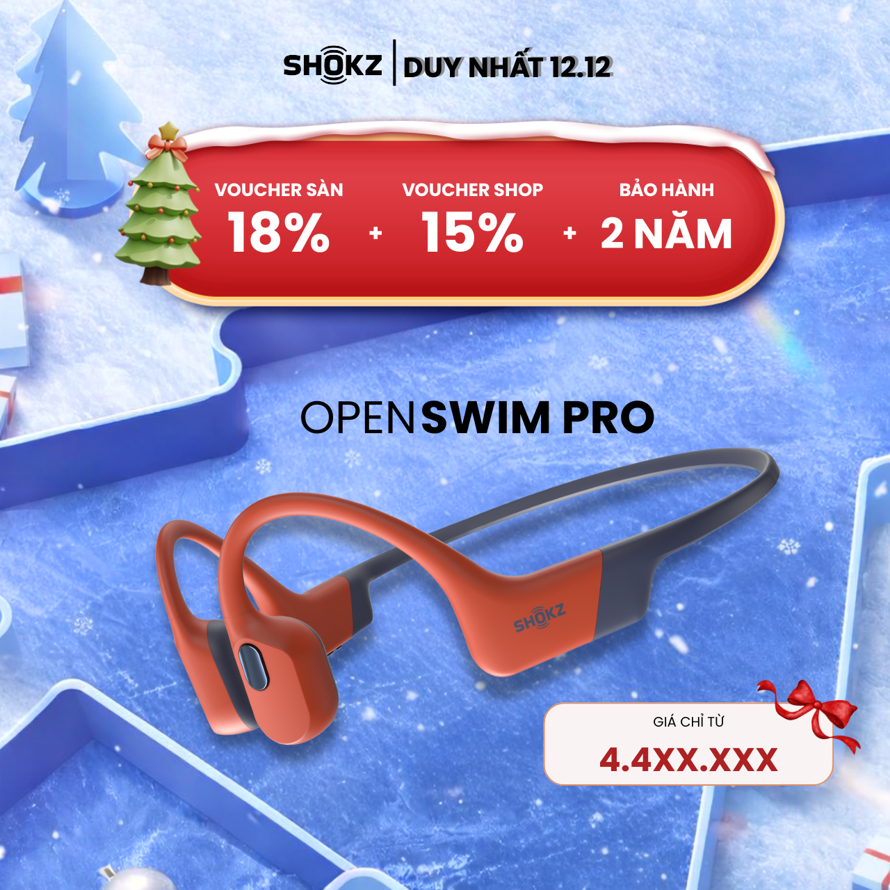 [MỞ BÁN] Tai Nghe Thể Thao Truyền Âm Thanh Qua Xương SHOKZ OPENSWIM PRO S710 Bluetooth Kết Hợp Lưu Trữ MP3 32GB - Hàng Chính Hãng