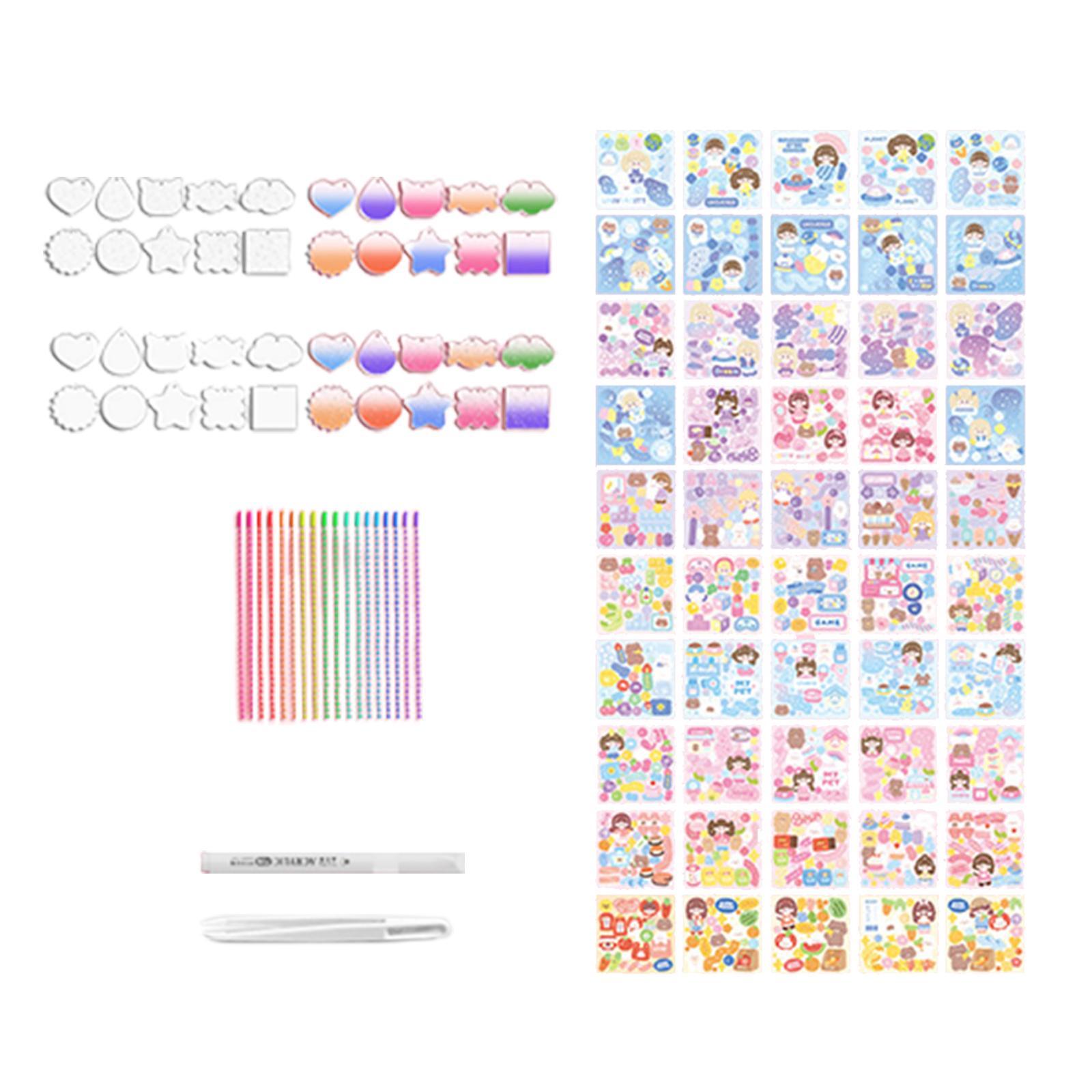 Goo Card DIY Set Kids Arts and Craft Acrylic Disc Hanging Ornament Pendant DIY Kits Card Sticker Set for Card DIY Decor Activities