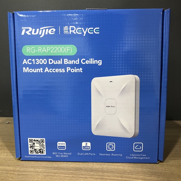 Bộ phát Wifi ốp trần hoặc gắn tường Ruijie REYEE RG-RAP2200 (E) (F) - Hàng Chính Hãng