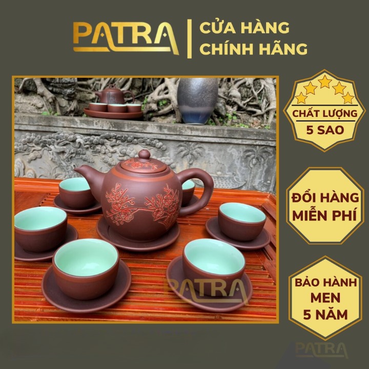 Bộ ấm chén uống trà cao cấp , bộ ấm trà Bát Tràng - trường sa nhật nguyệt khác đào hoa