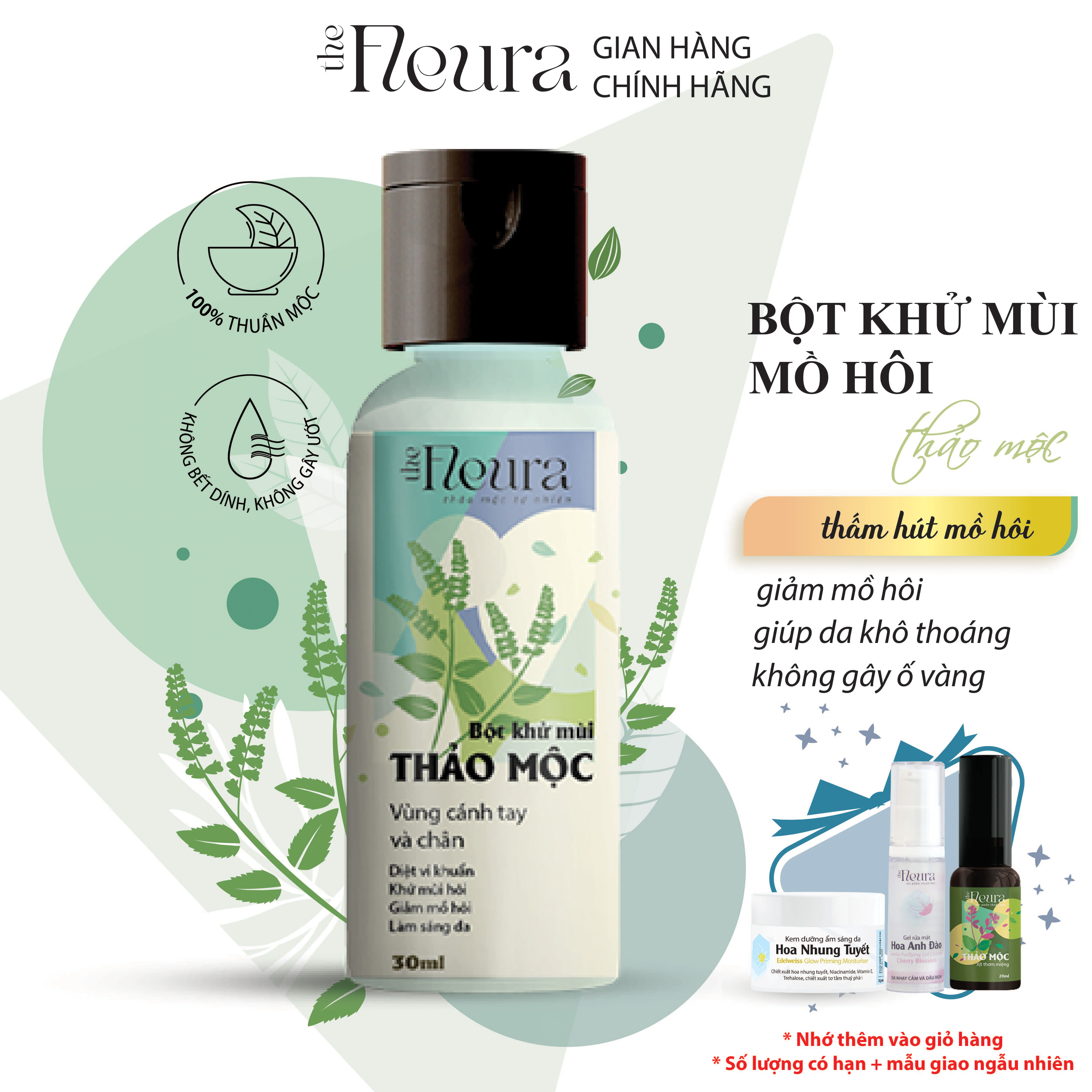 Bột Khử Mùi Hôi Nách Thảo Mộc Ngăn Mùi Mồ Hôi Nách và Mùi Hôi Chân An Toàn Hiệu Quả Thảo Mộc the FleurA