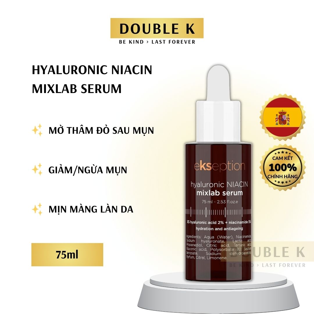 Serum dưỡng ẩm sáng da giảm mụn Eksep tion Hyalu ronic Nia cin 75ml chứa 5% Nia cina mide