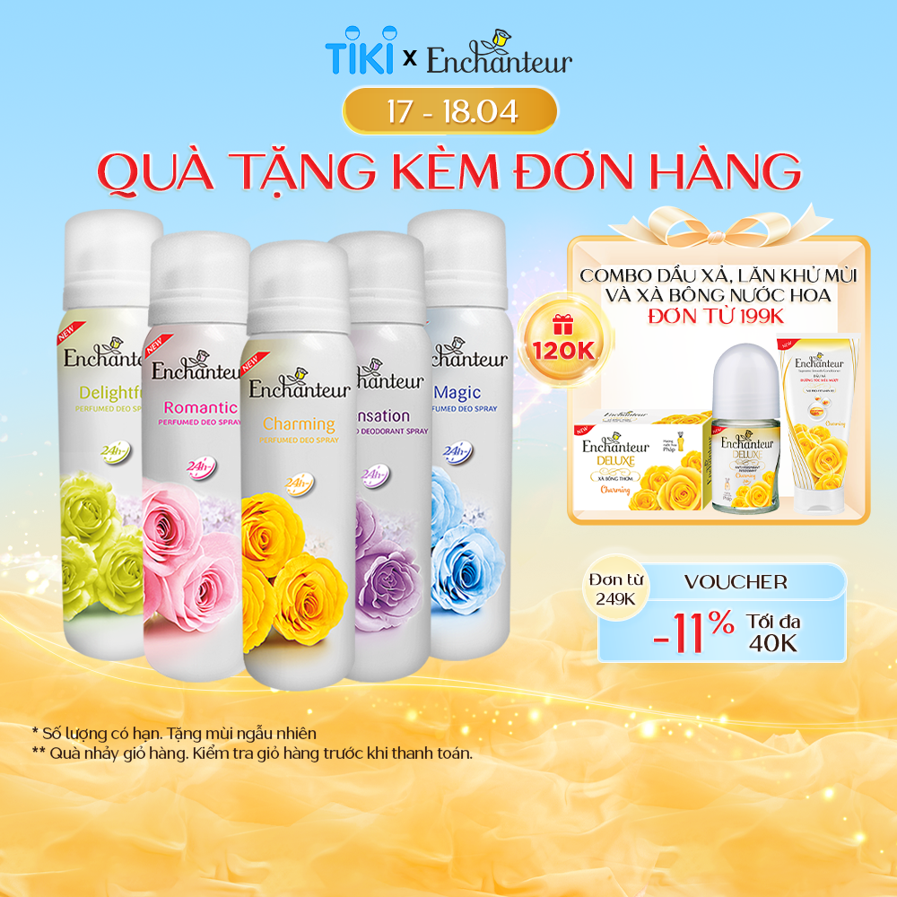 Xịt khử mùi nước hoa Enchanteur Romantic lãng mạn nhẹ nhàng ngăn mồ hôi &amp; mùi cơ thể 150ml