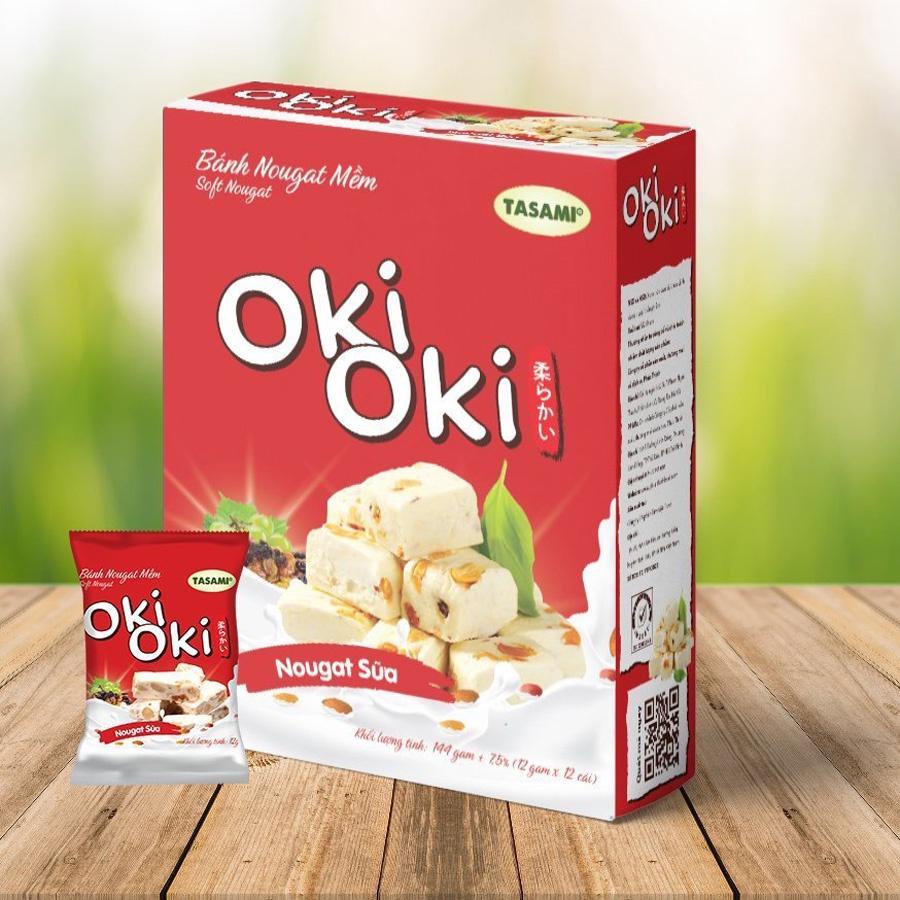 Bánh Nougat - Kẹo Hạnh Phúc Oki Oki Vị Sữa, Ngọt Nhẹ Tự Nhiên Mềm Dẻo Thơm Ngon (114g/Hộp)