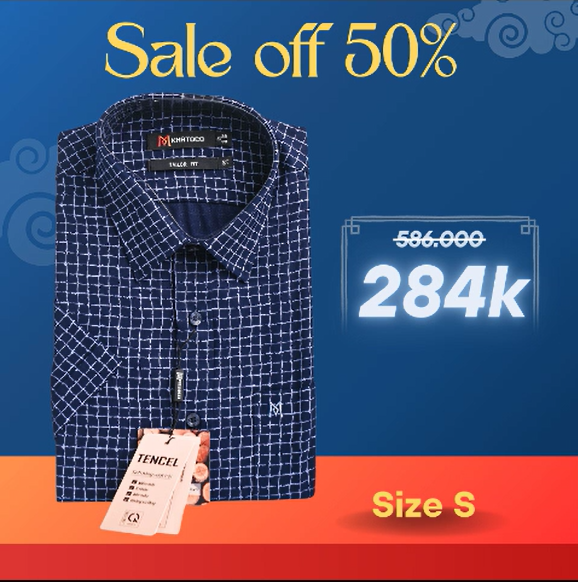 Áo sơ mi Khatoco sale off 50% (S)