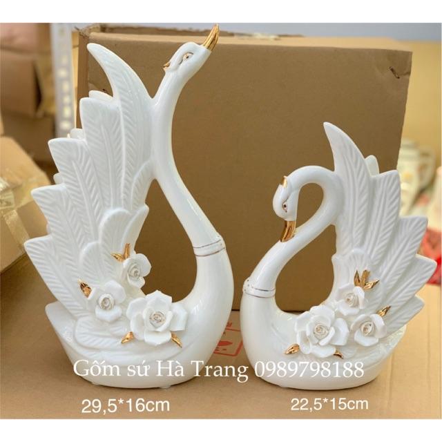 Set decor thiên nga đôi chất liệu gốm sứ mẫu 03