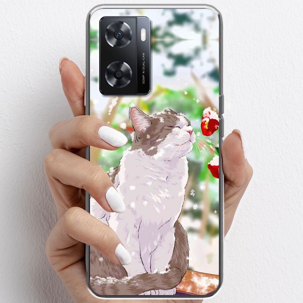 Ốp lưng cho Oppo A77s nhựa TPU mẫu Mèo trắng