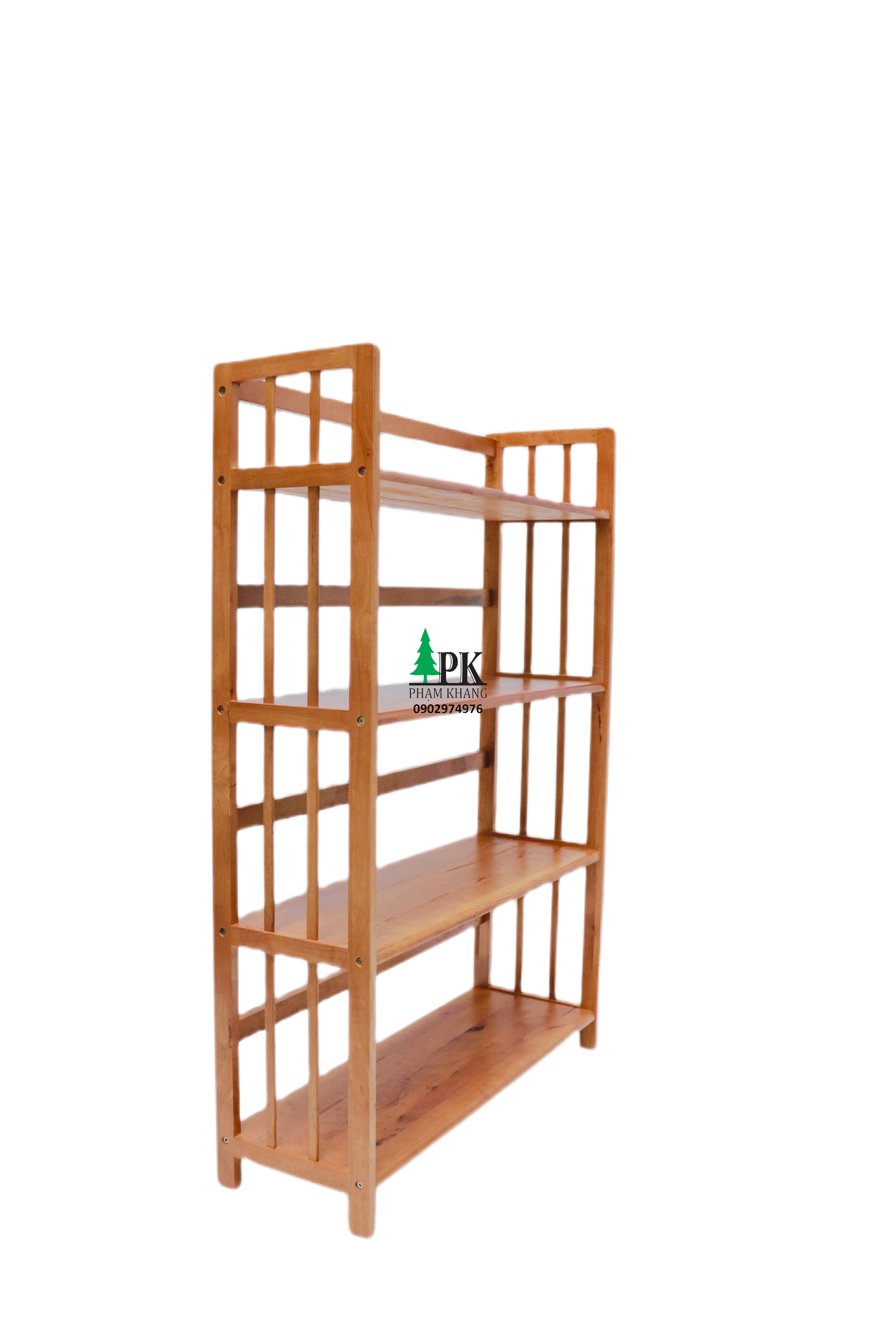 Kệ sách 4 tầng rộng 100 cm Start Decor - Gỗ cao su tự nhiên - Màu Gỗ Tự Nhiên/ Vàng Cherry