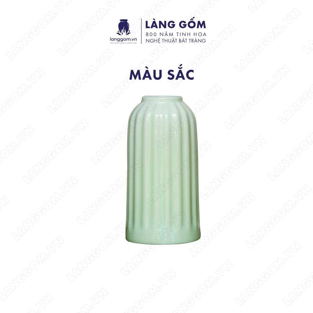 Bình hoa, lọ hoa Gốm sứ Bát Tràng cao cấp Men ngọc bom khía dùng làm quà tặng, trang trí - Làng Gốm Bát Tràng