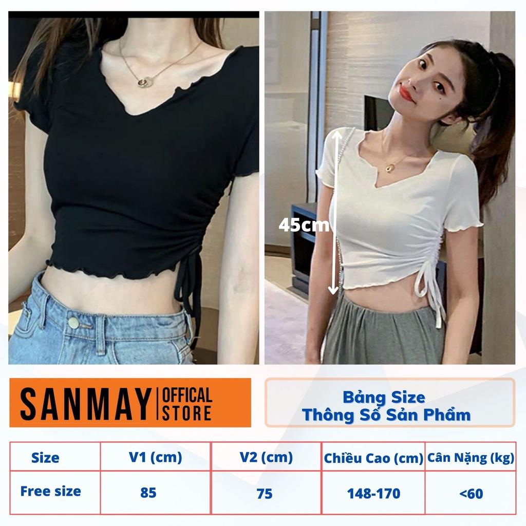 Áo Croptop Ôm Body SANMAY Áo Kiểu Croptop Sexy Nữ Tay Ngắn Cột Dây Đẹp Bánh Bèo Hàn Quốc AO035