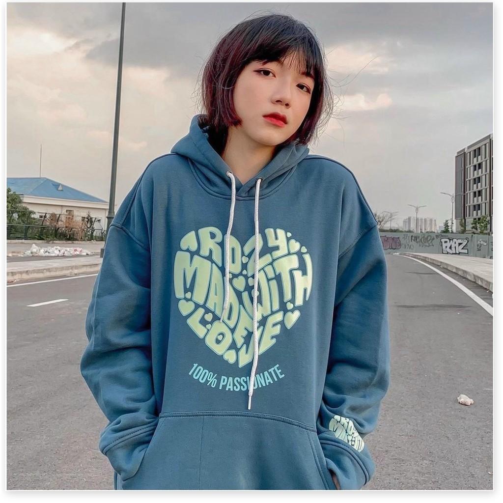 ÁO KHOÁC HOODIE THUN NỈ NGOẠI TRÁI TIM CHỮ DỄ THƯƠNG TP B.BY