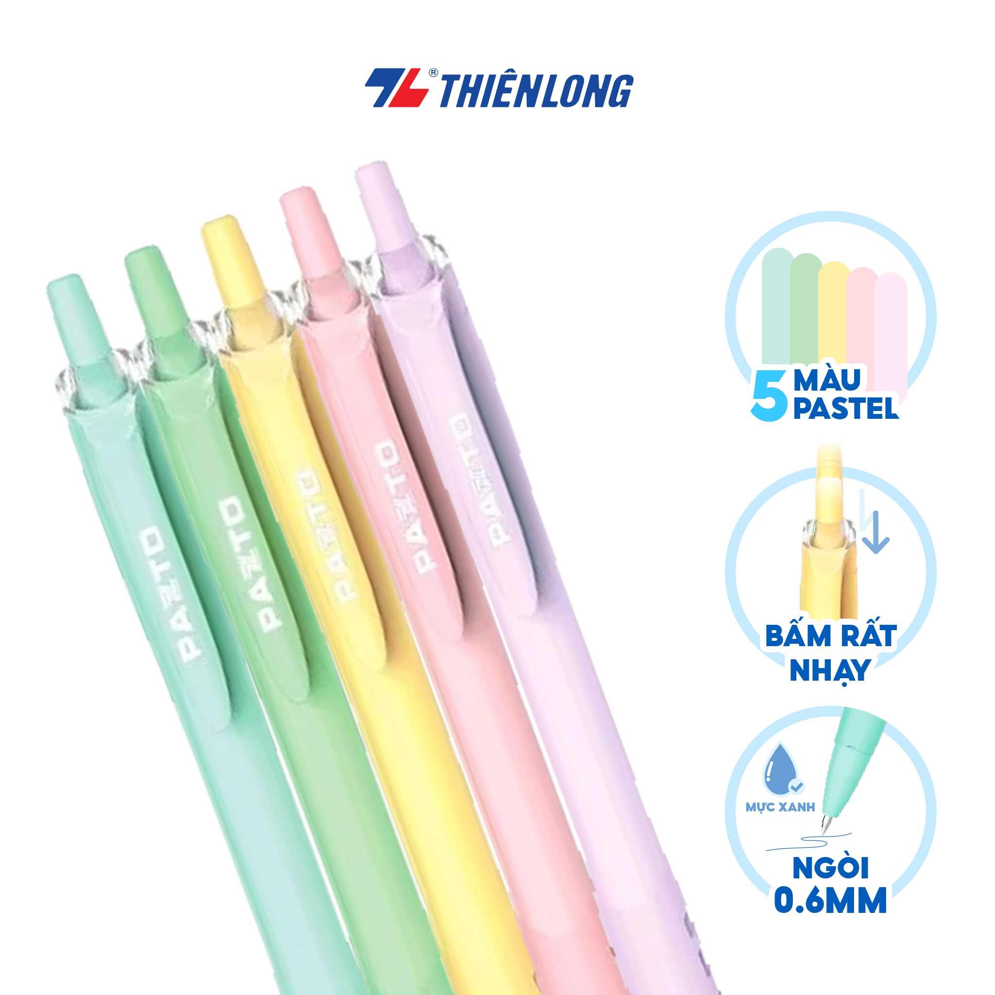 Bút gel B màu Pastel Thiên Long Flexoffice Pazto FO-GELB039/VN - Mực xanh (5 cây)-KM